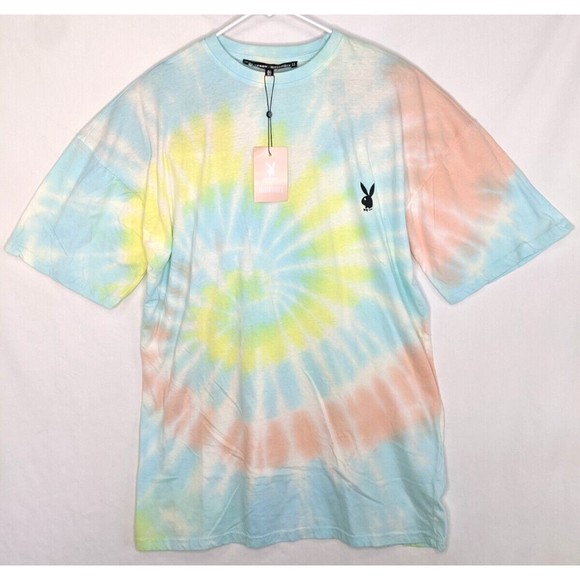 NWT Playboy x Missguided Tie Dye Oversized T-Shirt Dress Small - Picture 1 of 7